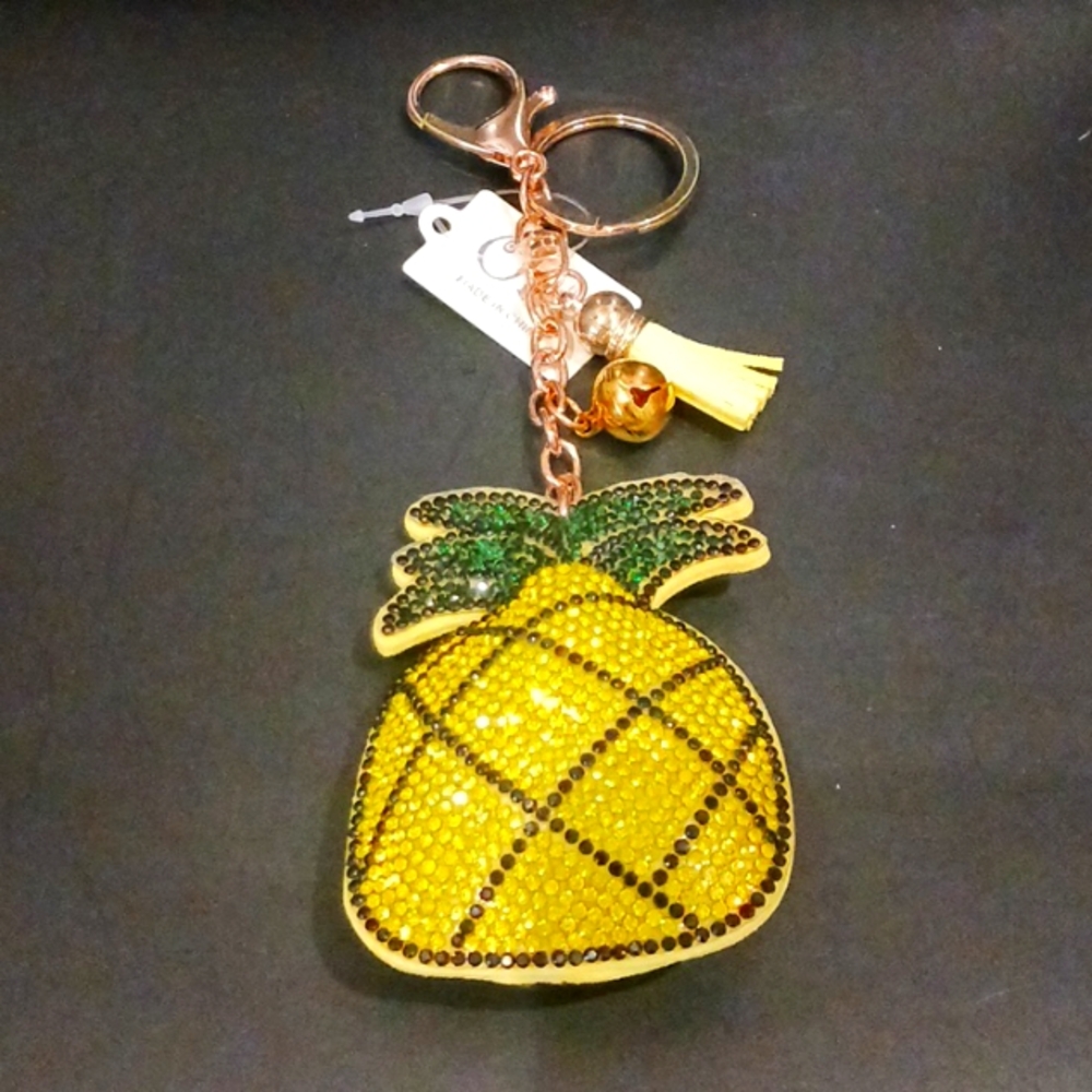 Bling PINEAPPLE 3D/Puffy Rheinstone Keychain, Handbag / Backpack Purse…